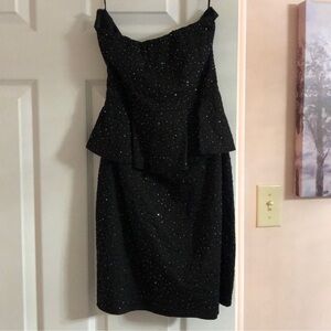 Zara Black Strapless Dress with Silver Accents